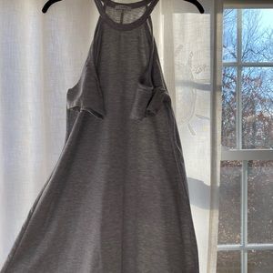 Gray off the shoulder midi dress